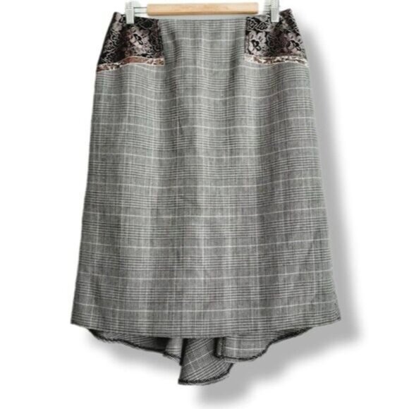 HARVE BENARD 100% Wool Glen Check Plaid Midi Skirt Sz 10 - Picture 1 of 10